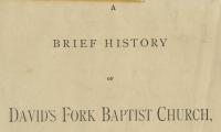 A Brief History of David's Fork Baptist Church, title page