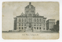 Postcard photograph of historic Fayette County Courthouse