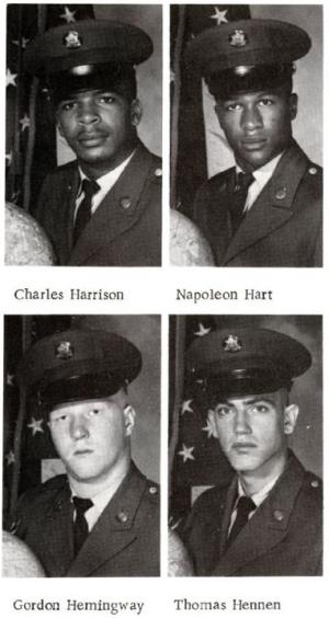 Four graduates in October 1972 were Charles Harrison, Napoleon Hart, Gordon Hemingway, and Thomas Hennen.
