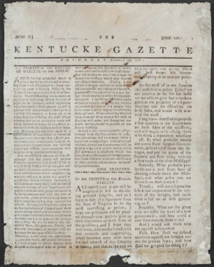 The Second Issue of the Kentucky Gazette