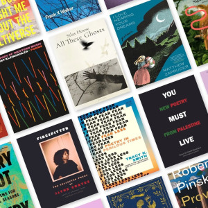 Book covers featured in the National Poetry Month reading list from the LPL catalog.