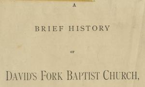 A Brief History of David's Fork Baptist Church, title page