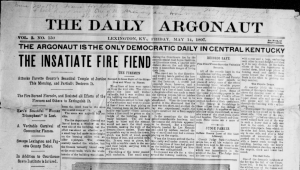 Masthead and above the fold covering the 1897 Court House Fire.