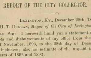 1894 City Tax Collector Report