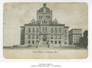 Postcard photograph of historic Fayette County Courthouse