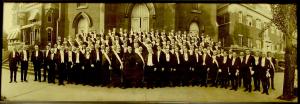 Knights of Columbus, circa 1920, in front of St. Paul Catholic Church