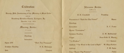 Celebration of the Twenty-Fifth Anniversary of the Ministry of Mark Collis