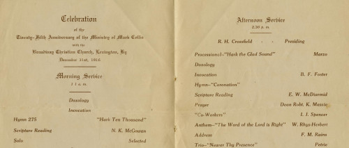 Celebration of the Twenty-Fifth Anniversary of the Ministry of Mark Collis