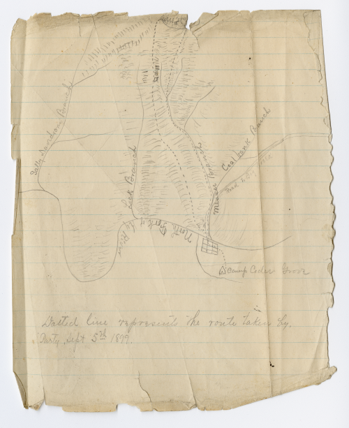 brown diary page with words handwritten in pencil