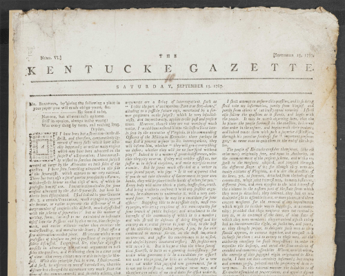 front page of kentucky gazette