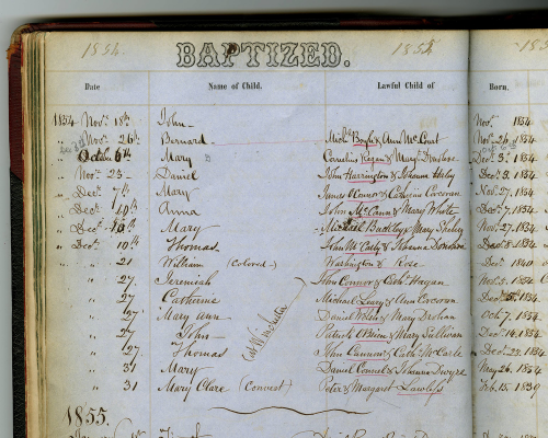 first page of St. Paul Baptismal Ledger