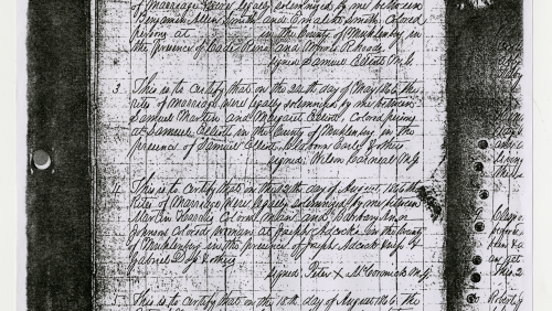 Page of scanned text of Muhlenberg County Kentucky Black Marriages