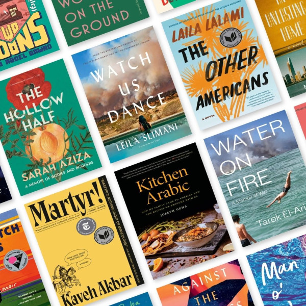 Book cover images from the Arab American Heritage Month reading list on the LPL catalog