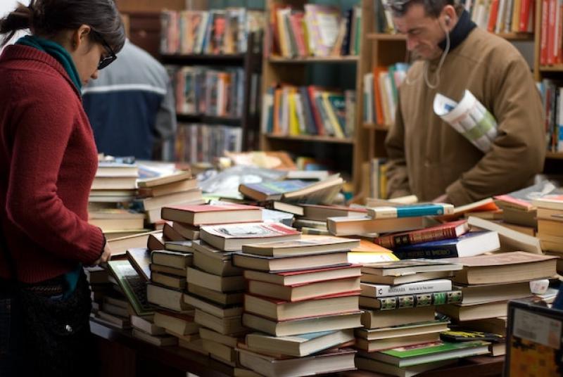 Table with books for sale