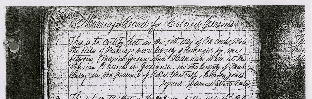 Muhlenberg County Black Marriages Book c.1866