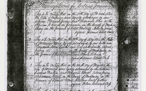 Page of scanned text of Muhlenberg County Kentucky Black Marriages