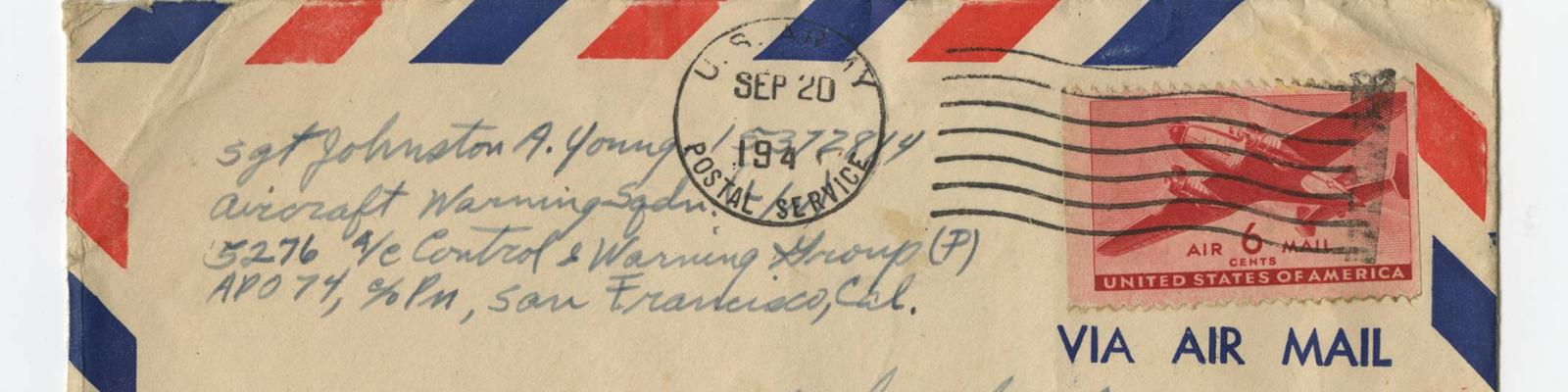envelope addressed from Sgt Johnston A Young