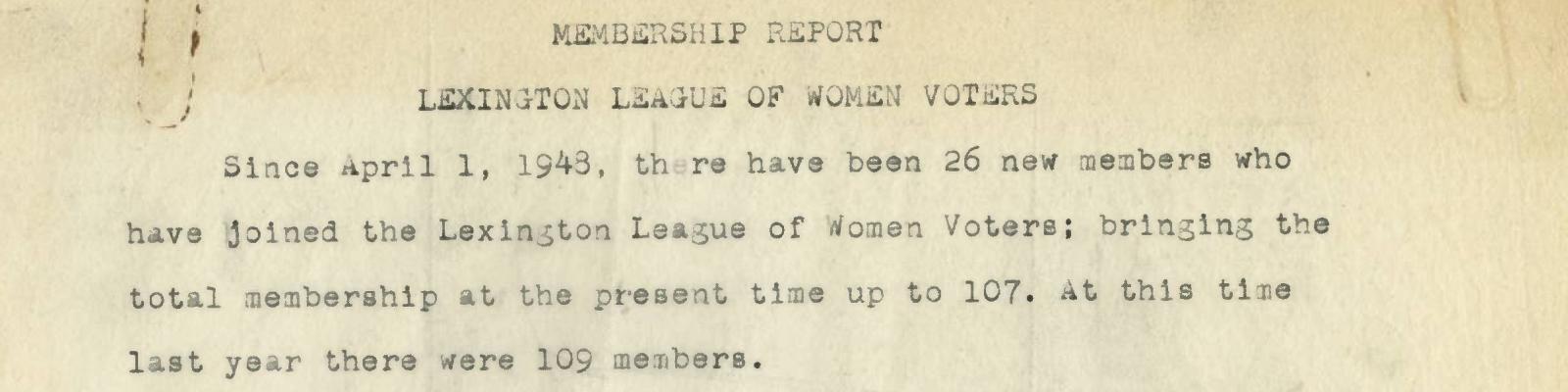 membership report league of women voters 1948