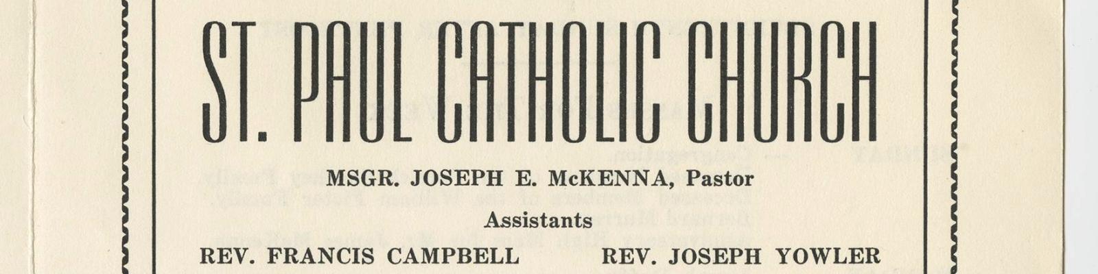 st paul catholic church bulletin 1957