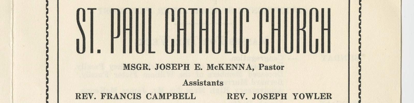 st paul catholic church bulletin 1957