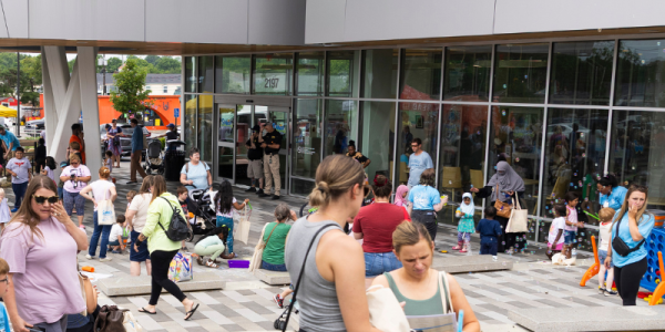 Library patrons play at the Summer at the Library Kickoff Party