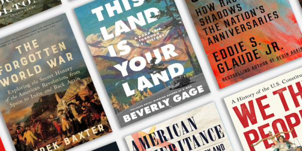 Select book covers from the America 250 reading list available through the catalog now. 